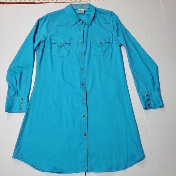 Cowgirl Justice Shirt Midi Dress Western Style Size L - Picture 1 of 16